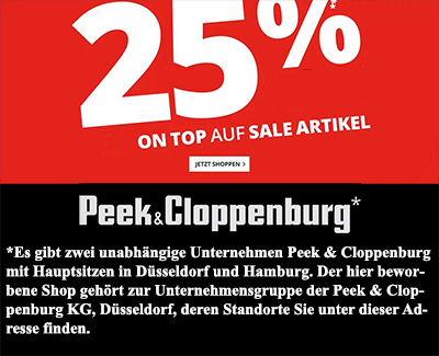 25% Rabatt auf alle bereits reduzierten Artikel bei Peek & Cloppenburg*