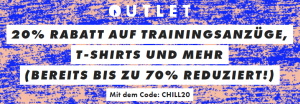 20% Rabatt auf Trainingsanzüge, T-Shirts und mehr!