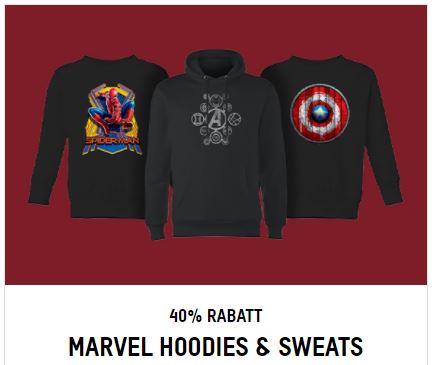40% Rabatt auf alle Marvel Pullover & Hoodies bei Zavvi (Spiderman, Avengers, Deadpool, Black Panther uvm.)
