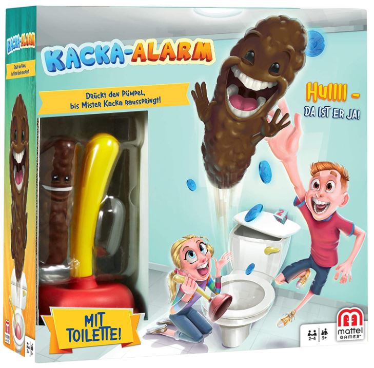 Mattel Games FWW30 – Kacka-Alarm Kinderspiel (2 – 4 Spieler, ab 5 Jahren) für nur 19,99 Euro
