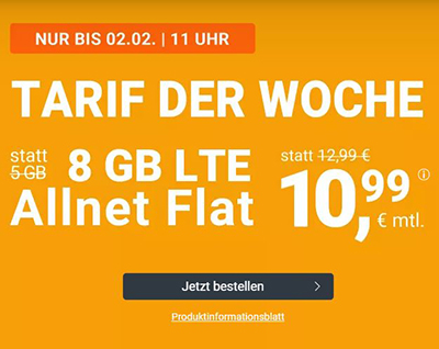 WinSIM Allnet-Flat mit 8 GB Datenvolumen für 10,99 Euro pro Monat – monatlich kündbar!