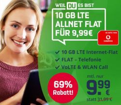 Letzter Tag: MD Vodafone Green LTE Allnet Flat 10 GB inkl. 3 Monaten Readly für nur 9,99 Euro mtl.