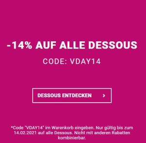 14% Rabatt auf alle Dessous bei Lascana