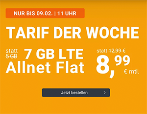 WinSIM Allnet-Flat mit 7 GB Datenvolumen für 8,99 Euro pro Monat – monatlich kündbar!