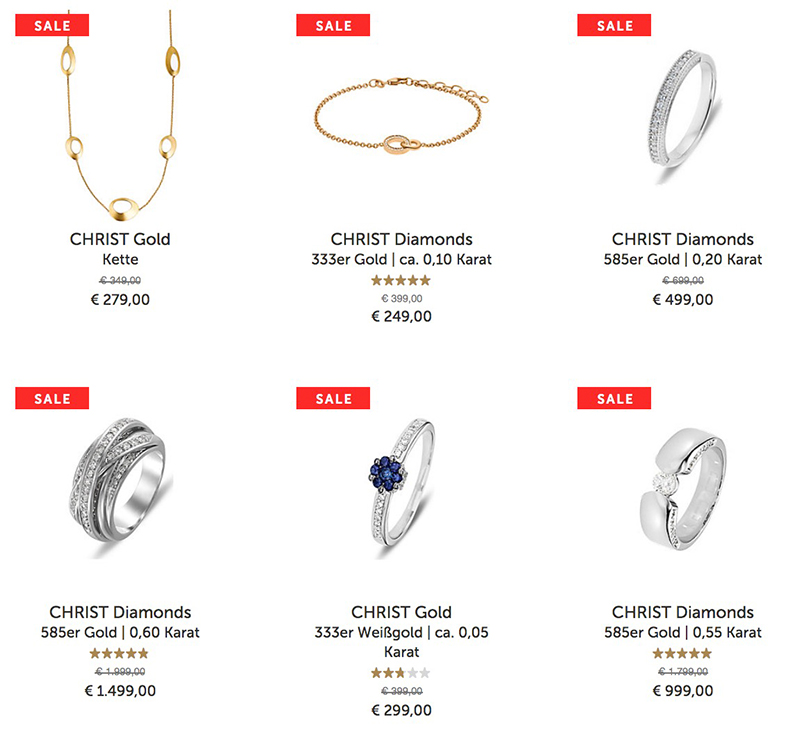 20% Rabatt auf alle Sale Artikel im CHRIST Onlineshop