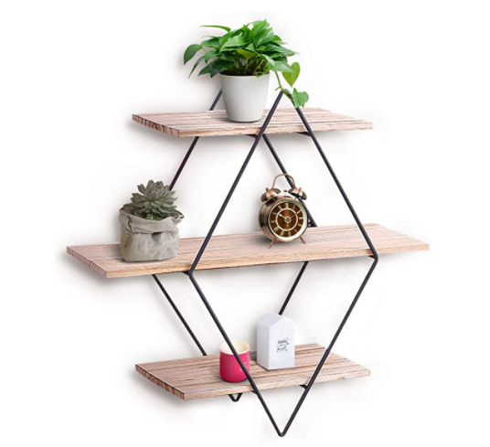 King do way Design Wandregal aus Holz und Metall mit 3 Ablagen 50 x 50 x 19 cm für 20,08 € (statt 27 €)