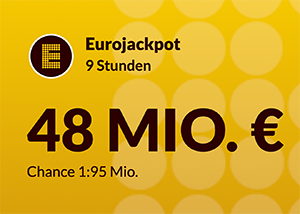Heute 48Mio. Jackpot: 2 Felder Eurojackpot für 1€ statt 4,60€ spielen