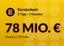 Heute 78 Mio. Jackpot: 2 Felder Eurojackpot für 1€ statt 4,60€ spielen