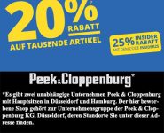 20% Rabatt tausende Artikel bei Peek & Cloppenburg (25% Rabatt für P&C Insider)*