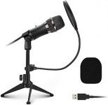 EIVOTOR USB Mikrofon (mit Stativ, Windschutz und Popfilter) für 11,87€