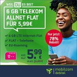 Telekom Allnet-Flat mit 6GB LTE (inkl. VoLTE + WLAN Call) für 5,99€ mtl.