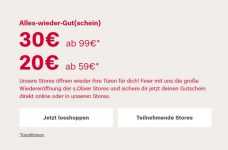 Bis zu 30€ Rabatt auf das gesamte Sortiment im Onlineshop für s.Oliver Card Inhaber