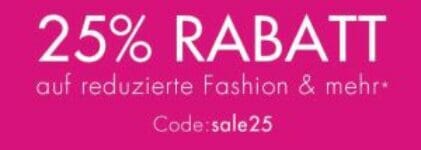 Nur heute: 25% Extra-Rabatt Rabatt auf reduzierte Fashion und mehr im Galeria Onlineshop für Kundenkarteninhaber!