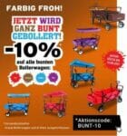 Wieder da: 10% Rabatt auf alle bunten Bollerwagen im Fuxtec Onlineshop und kostenloser Versand