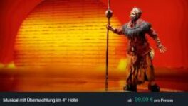 Disneys DER KÖNIG DER LÖWEN Musical mit Premium Hotel in Hamburg nur 99€ pro Person