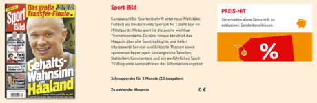 3 Monate (12 Ausgaben) Sport Bild kostenlos testen