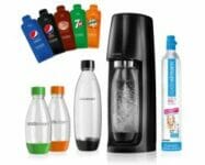 SodaStream Easy Wassersprudler-Set mit CO2- Zylinder, 2x 1 L PET-Flasche, 2x 0.5 L PET-Flasche und 5x Pepsi Sirupproben für 52,99€