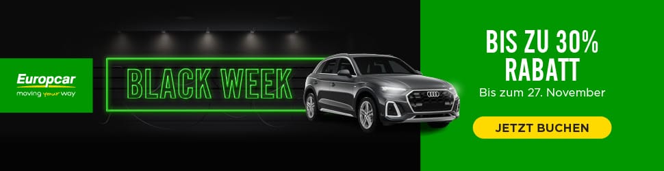 Europcar Black week Friday: Bis zu 30% Rabatt auf Mietwagen weltweit