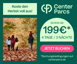 Center Parcs Goldener Herbst, Center Parcs - last Minute Herbsturlaub schon ab 199€ für 4 Personen