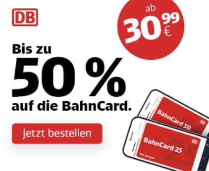 BahnCard: Jetzt bis zu 50% Rabatt auf die BahnCard 25/50