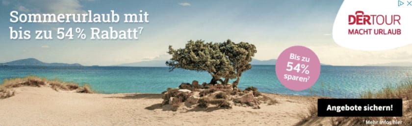 DERTOUR: Bis zu 54% auf den Sommerurlaub sparen + DEALS der Woche