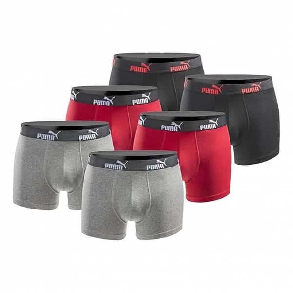 PUMA Boxer Herren Boxershorts 6er-Pack Black Red