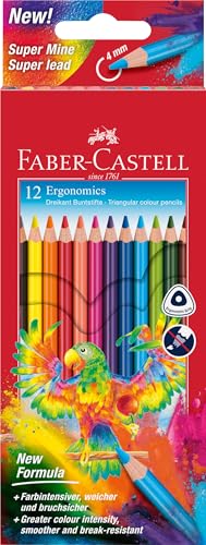 FABER-CASTELL 116512 - Buntstifte Dreikantform, 12 Stück im Kartonetui