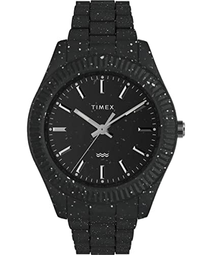 Timex Trend Herren-Armbanduhr Timex Trend Herren-Armbanduhr, 42 mm, schwarzes umweltfreundliches Armband, schwarzes Zifferblatt, schwarzes Gehäuse TW2V77000