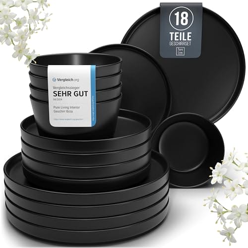 Steingut Geschirrset 6 Personen Manhattan