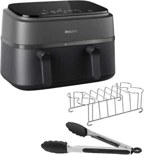 Philips Dual Basket Airfryer 3000-Serie mit Frühstücksset, 9L, 2 Schubladen, Synch-Funktion, Rapid Air Technologie, Vielseitige Große Heißluftfriteuse für die Familie