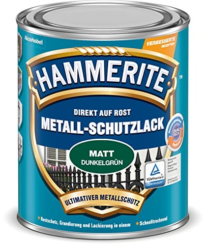 Hammerite Metallschutzlack Matt, 3in1- Rostschutz, Dunkelgrün, 750 ml