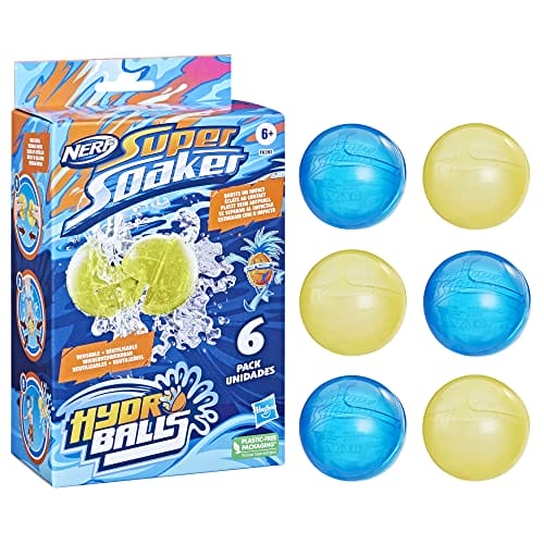 Nerf Super Soaker Hydro Balls 6er-Pack, Wiederverwendbare, mit Wasser befüllbare Bälle Nerf Super Soaker Hydro Balls