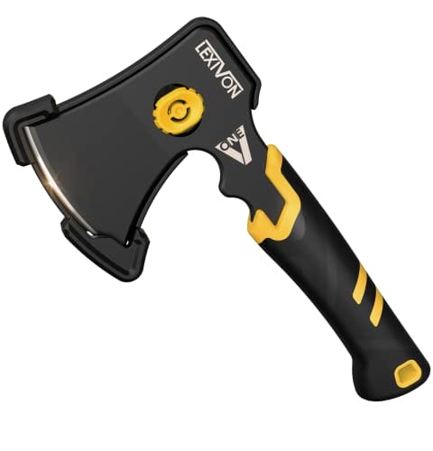 LEXIVON V-ONE Survival-Beil, 24,1 cm, leichte Axt, 6 mm Edelstahlklinge, elektroschwarze Oberfläche, ergonomischer Griff aus Zwei Materialien, schützende schlanke Scheide im Lieferumfang enthalten LEXIVON V-ONE Survival-Beil