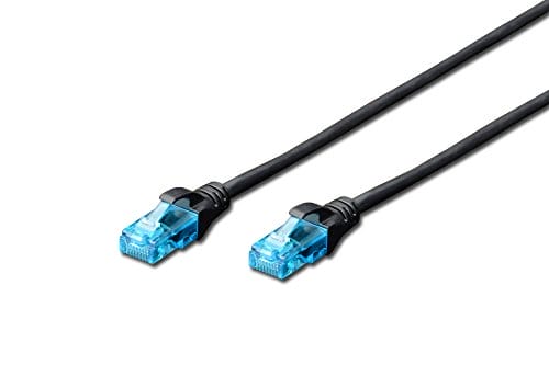 DIGITUS LAN Kabel Cat 5e - 1m - CCA Netzwerkkabel Mit RJ45 - U/UTP Ungeschirmt - Kompatibel zu Cat-6 & 5 - Schwarz DIGITUS LAN Kabel