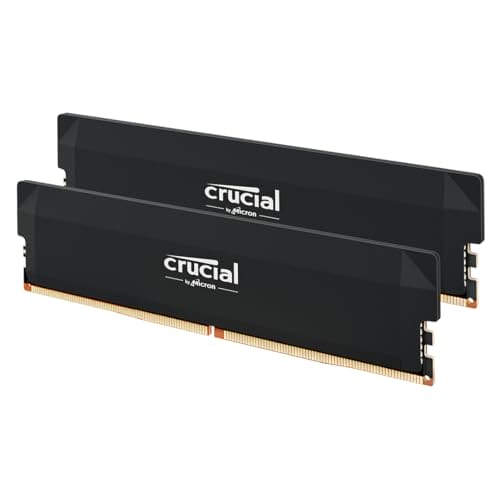 Crucial Pro DDR5 RAM 32GB Kit (2x16GB) 6000MHz CL36, Overclocking Gaming, Intel XMP 3.0 / AMD Expo, PC Computer Arbeitsspeicher, Schwarz - CP2K16G60C36U5B Crucial Pro DDR5 RAM 32GB Kit