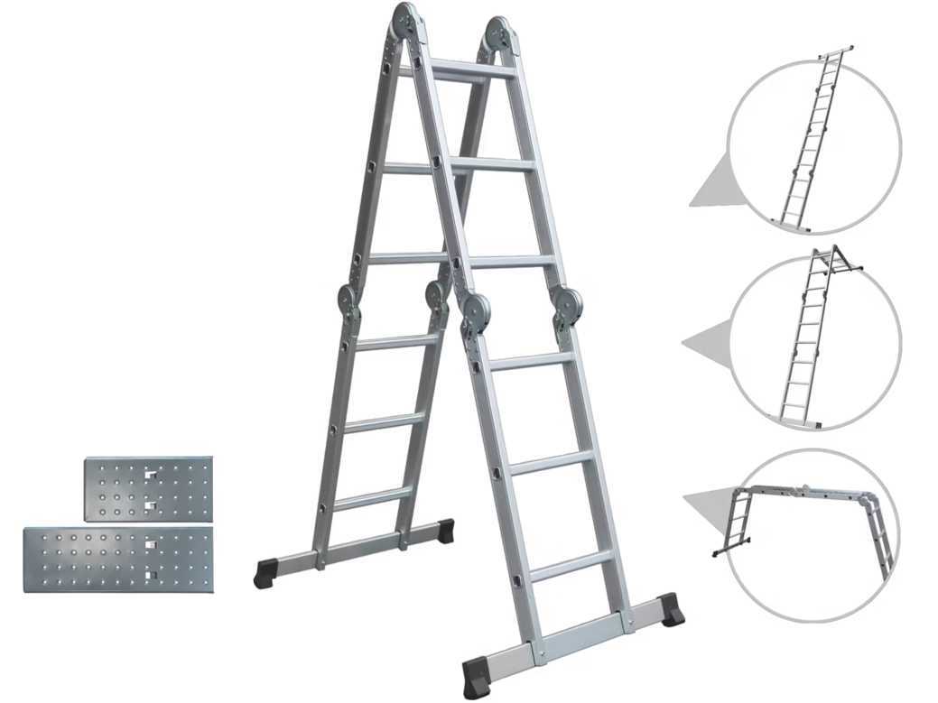 Batavia Aluminium-Multifunktionsleiter mit Arbeitsplattform | 4x3 Sprossen