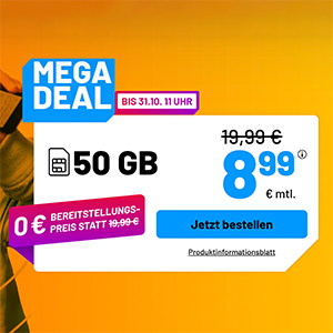 Die Sim.de Allnet Flat – z.B. 50 GB Allnet Tarif für 8,99€ mtl. oder Unlimited für 19,99€ mtl.