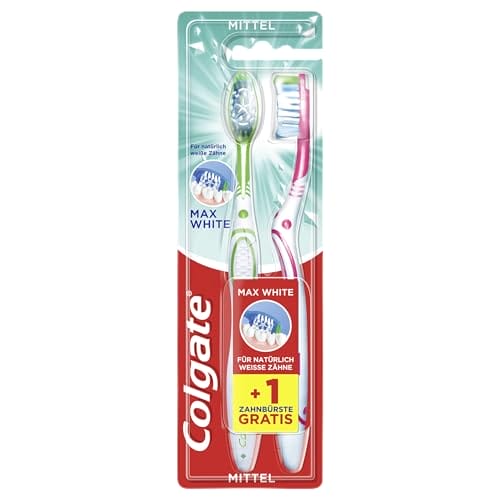 Colgate Zahnbürste Max White - Handzahnbürste für natürlich weiße Zähne, 2 Stück Colgate Zahnbürste Max White