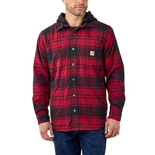 Carhartt Bekleidung Flannel, Fleece Jacke schwarz/rot L Carhartt Bekleidung Flannel, Fleece Jacke