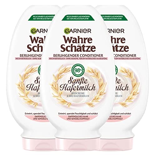 Garnier Wahre Schätze Beruhigende Spülung Sanfte Hafermilch - 3 x 200 ml Garnier Wahre Schätze Beruhigende Spülung