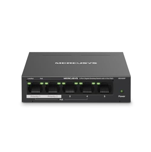 Mercusys MS105GP PoE Switch 5-Port Gigabit LAN Switch mit 4 PoE+ Ports Mercusys MS105GP PoE Switch