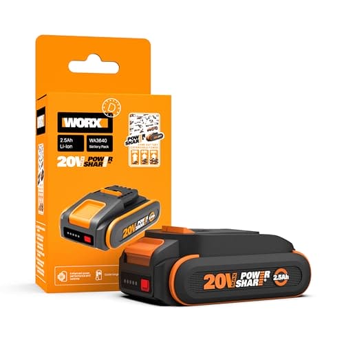 WORX WA3640 Original PowerShare Akku 20V - 2500mAh Li-Ion, wiederaufladbarer - kompakter Akku mit höher Sicherheit & längerer Laufzeit WORX WA3640 Original PowerShare Akku