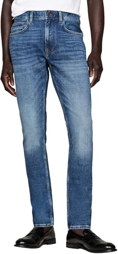 Tommy Hilfiger Herren Jeans Hose Tapered Slim Fit, Blau (Perce Indigo), 28W/34L Tommy Hilfiger Herren Jeans Hose