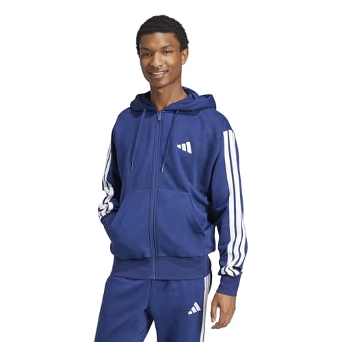 adidas Men's Essential Three Stripes Fleece Zipper Hoodie