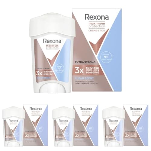 Rexona Maximum Protection Deo Creme Clean Scent - 96H Schutz, 45 ml (Packung mit 4) Rexona Maximum Protection Deo Creme Clean Scent