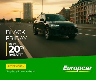 Europcar Black Friday & Cyber Monday: Bis zu 20% Rabatt auf Mietwagen weltweit