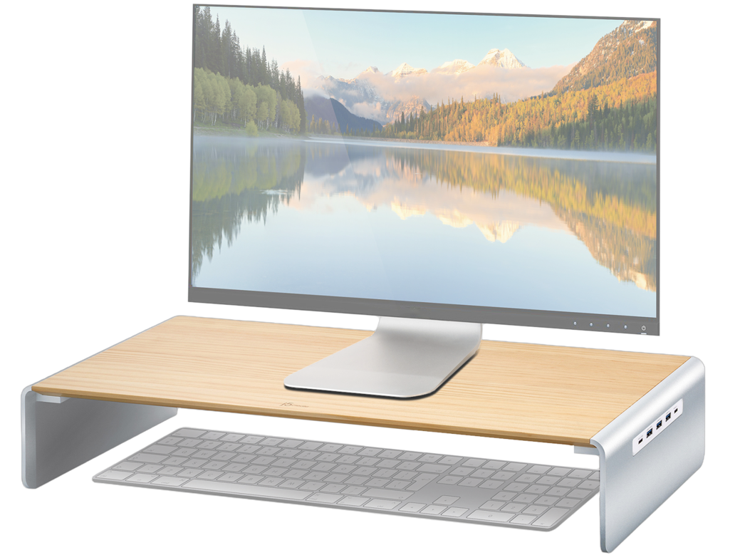 j5create JCT425-N Holz-Monitorständer mit Dockingstation