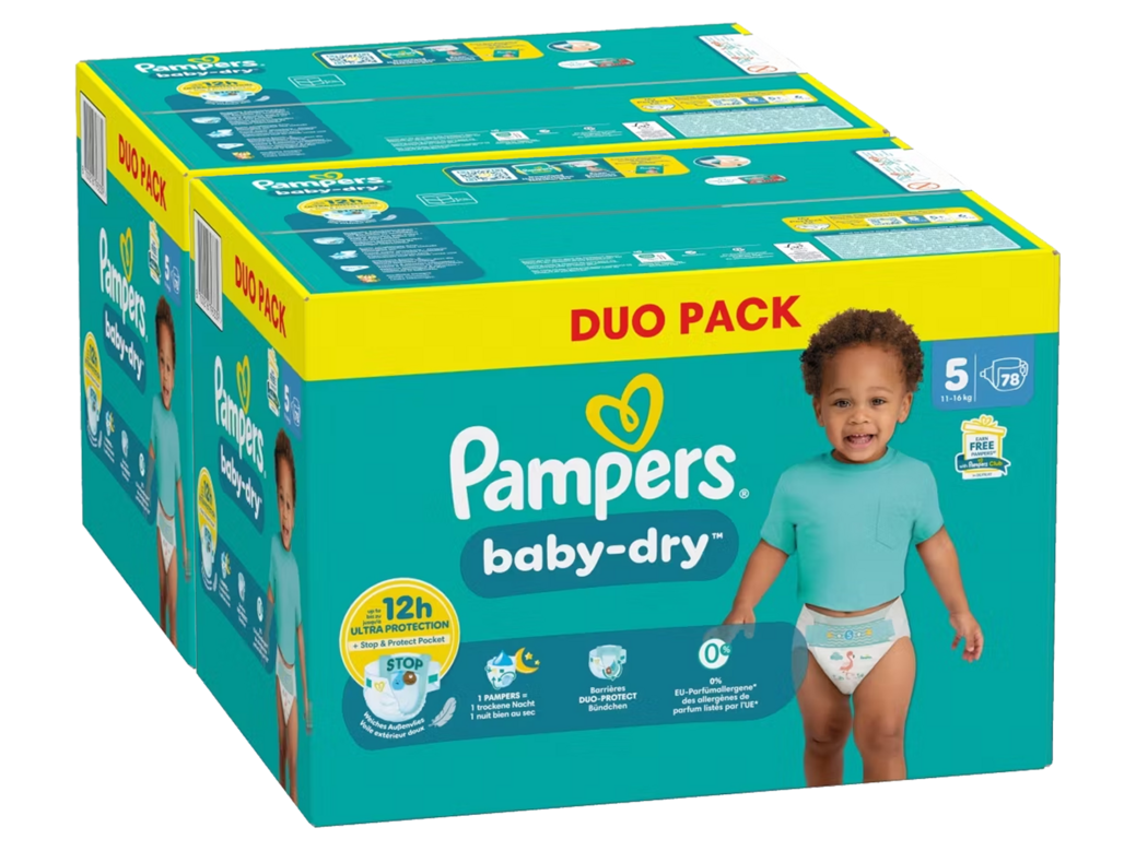 156x Pampers Baby-Dry Windeln | Größe 5 | 11–16 kg