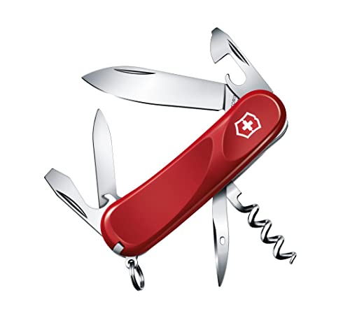 Victorinox Schweizer Taschenmesser, Evolution 10, Multitool, Swiss Army Knife mit 13 Funktionen, Klinge, Dosenöffner, Schraubendreher 3 mm, Rot Victorinox Schweizer Taschenmesser