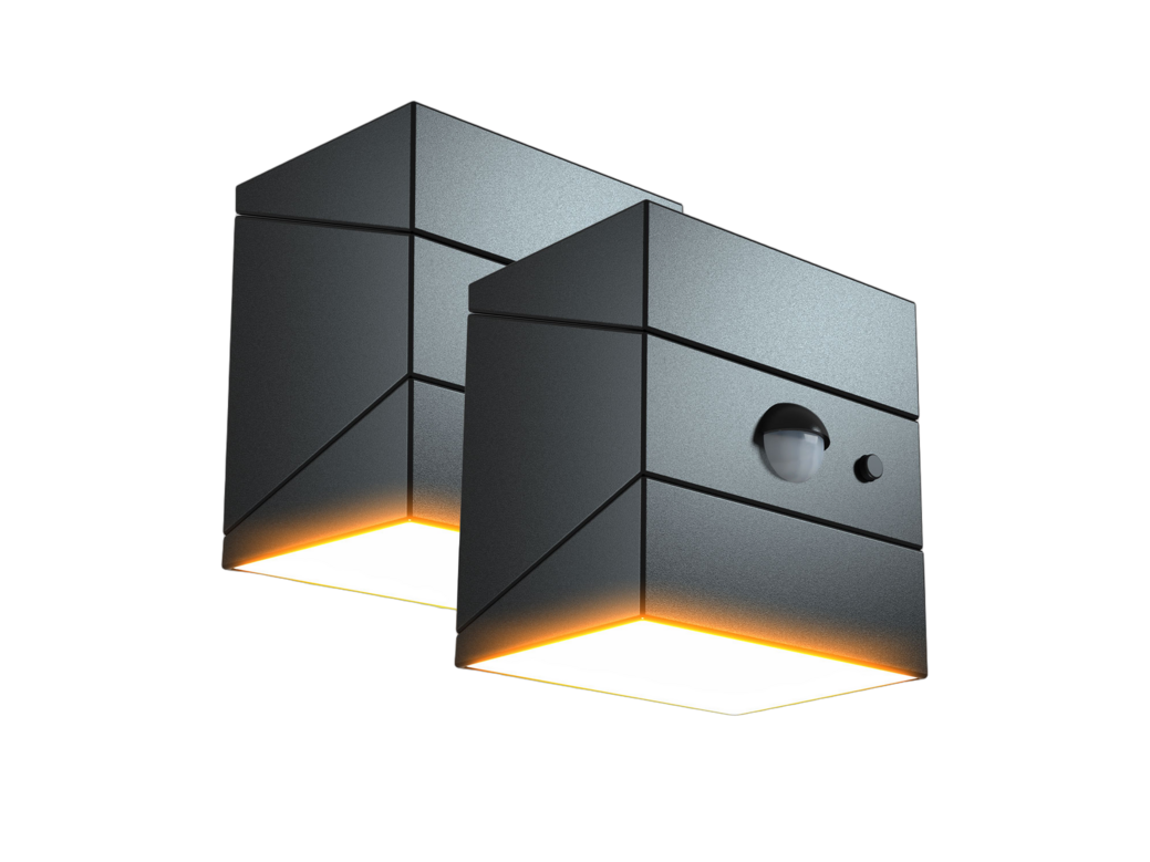 2x FlinQ TwistCube Solarwandleuchte
